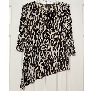 Chico's Travelers Animal Print Tunic Blouse, Size 1